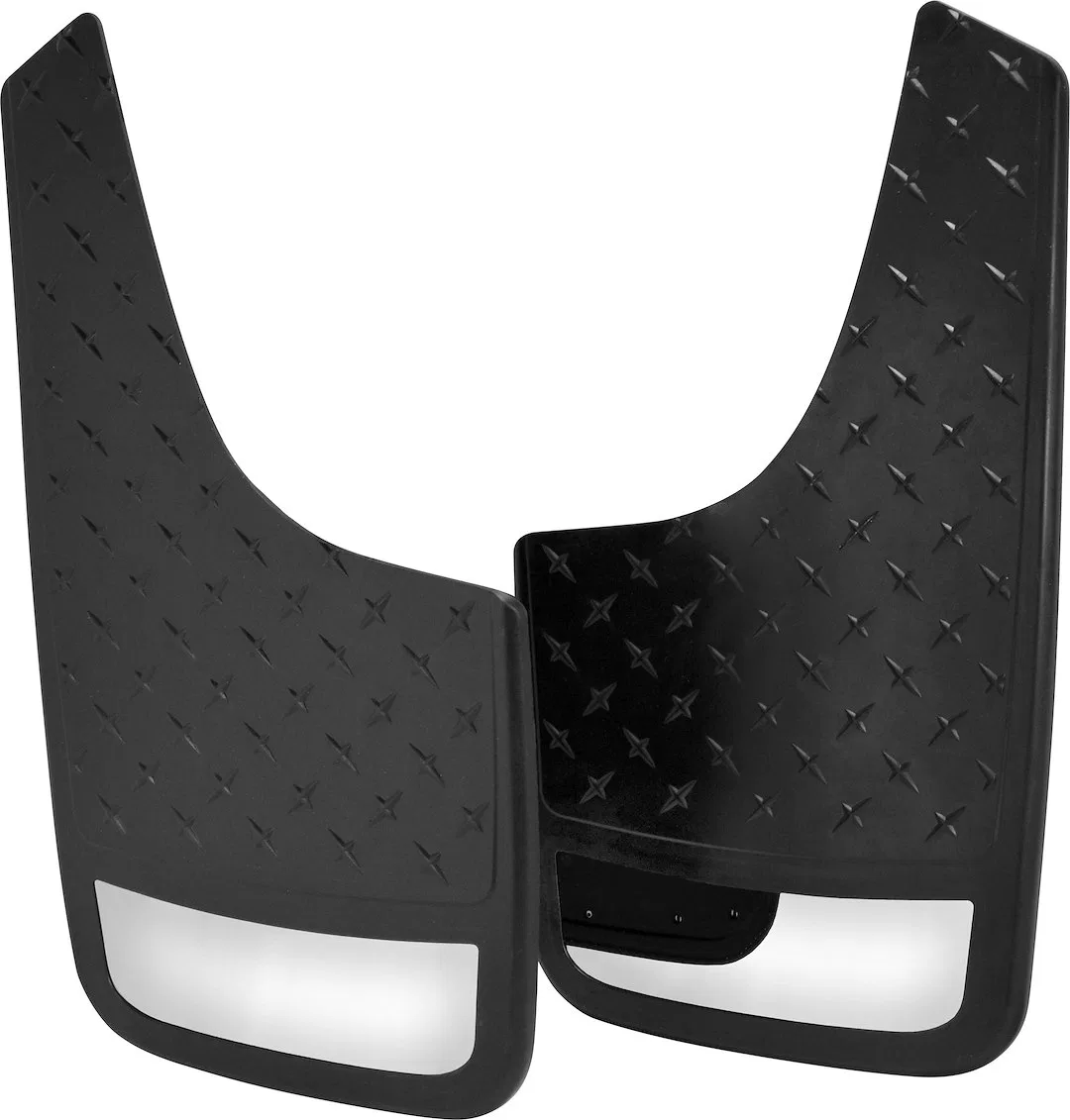 3105 – HOPKINS Mud Flap, Universal 11 Inch x 19 Inch Set Of 2 Flat Without Logo Diamond Plate Look Black With Stainle...